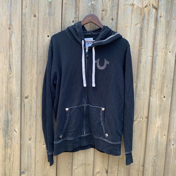 True Religion Logo Hoodie Black XL - Picture 3 of 6